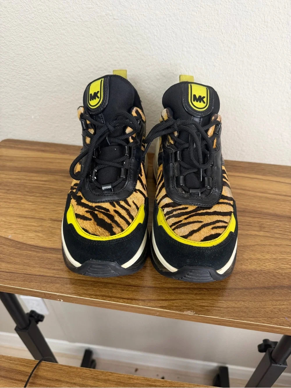 Michael Kors Kids Tiger-Print Sneakers in Yellow and Black